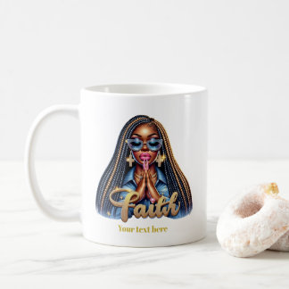 African American Christian Faith Personalised Pray Coffee Mug