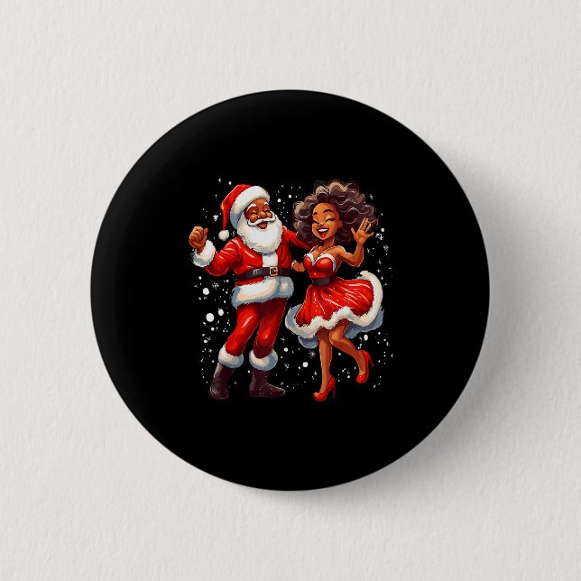 African American Christmas African Santa Mrs Claus 6 Cm Round Badge (Front)