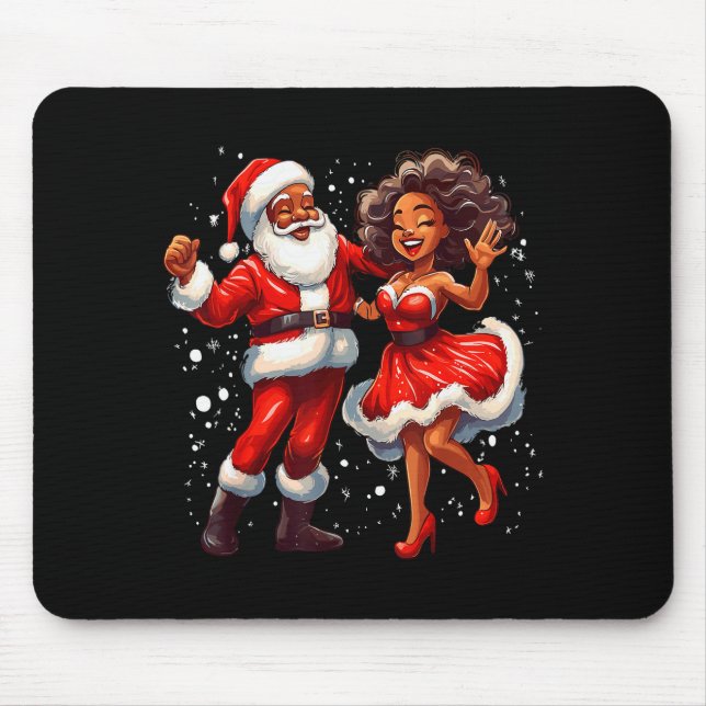 African American Christmas African Santa Mrs Claus Mouse Mat (Front)