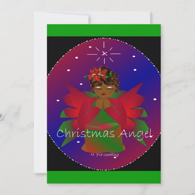 African-American Christmas Angel Baby Girl Praying Invitation (Front)