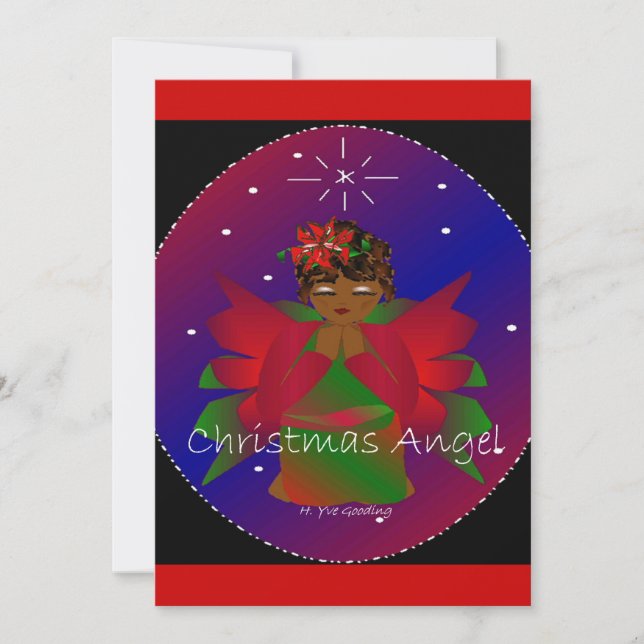 African-American Christmas Angel Baby Girl Praying Invitation (Front)