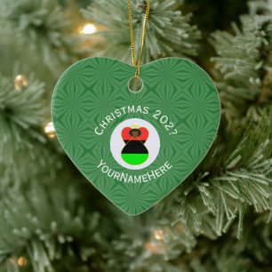 African American Christmas Angel Name Year Heart Ceramic Tree Decoration