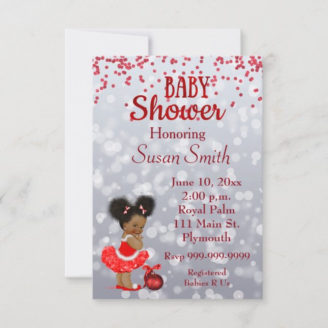 African American Christmas Baby Shower Invitation (Front)