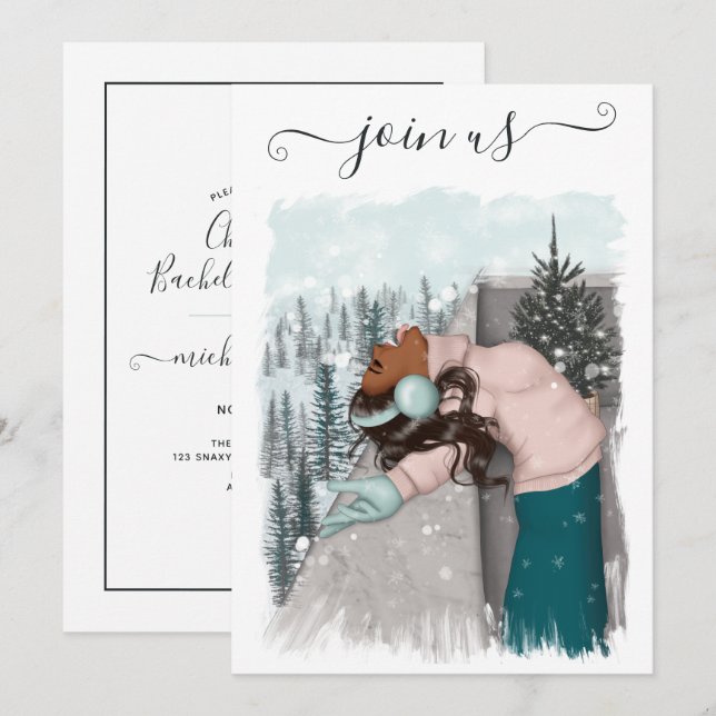 African American Christmas Bachelorette Party Invi Invitation (Front/Back)