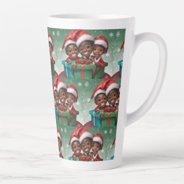 African American Christmas Elf  Latte Mug (Right)