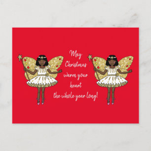 African American Christmas Fairy Postcard