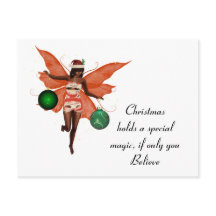 African American Christmas Fairy Postcard