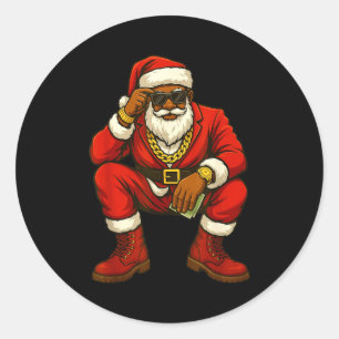 African American Christmas Funny African American  Classic Round Sticker