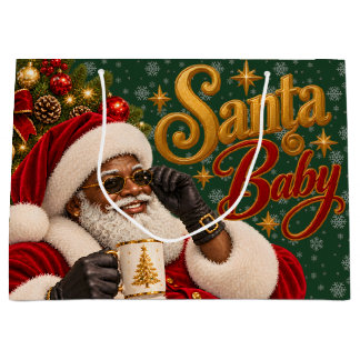 African American Christmas Gift Bags Santa Baby