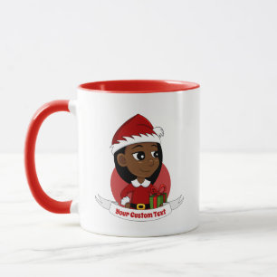 African American Christmas girl cartoon Mug
