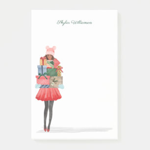 African American Christmas Girl With Presents Post Post-it Notes