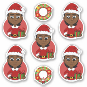 African American Christmas girl with short hair