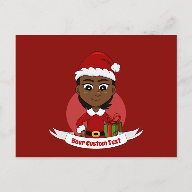 African American Christmas girl with short hair Postcard (Front)