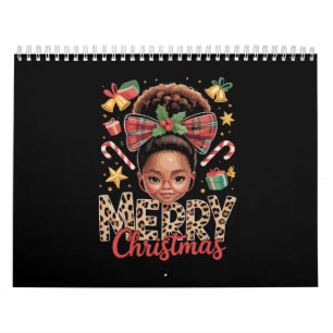 African American Christmas Messy Bun Black Mom  Calendar