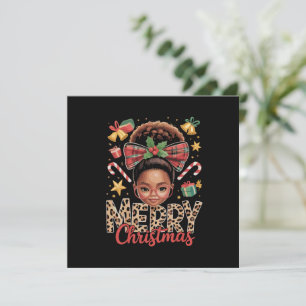 African American Christmas Messy Bun Black Mom Holiday Card