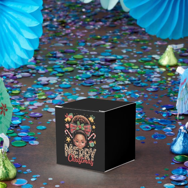 African American Christmas Messy Bun Black Mum  Favour Box (Party)