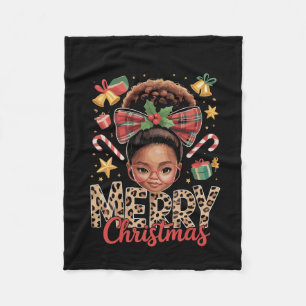 African American Christmas Messy Bun Black Mum Fleece Blanket