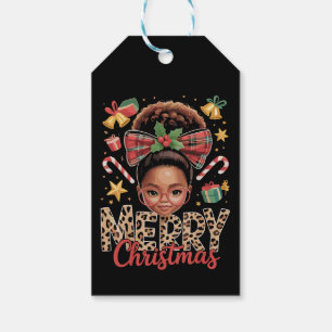 African American Christmas Messy Bun Black Mum Gift Tags