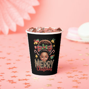 African American Christmas Messy Bun Black Mum  Paper Cups