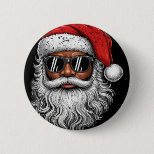 African American Christmas Pajama Xmas Afro Santa 6 Cm Round Badge