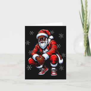 African American Christmas Pajama Xmas Afro Santa  Card