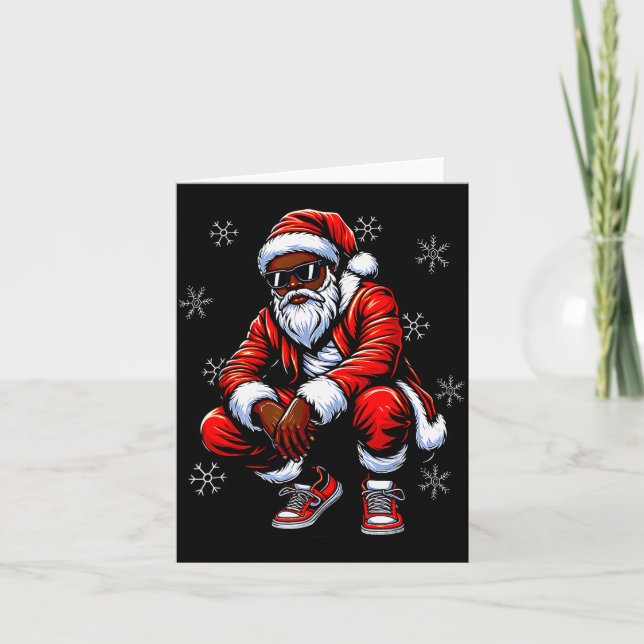 African American Christmas Pajama Xmas Afro Santa  Card (Front)