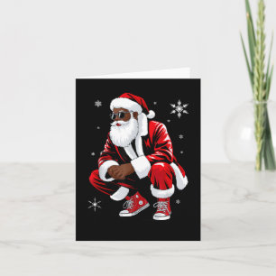 African American Christmas Pajama Xmas Afro Santa  Card
