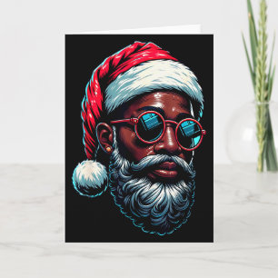 African American Christmas Pajama Xmas Afro Santa  Card