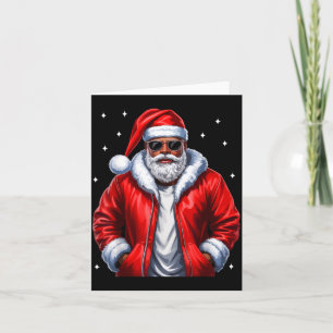 African American Christmas Pajama Xmas Afro Santa  Card