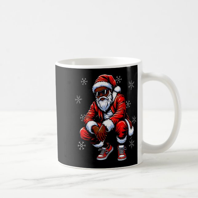 African American Christmas Pajama Xmas Afro Santa  Coffee Mug (Right)