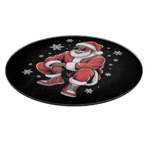 African American Christmas Pajama Xmas Afro Santa Cutting Board