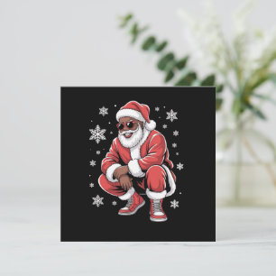 African American Christmas Pajama Xmas Afro Santa  Holiday Card