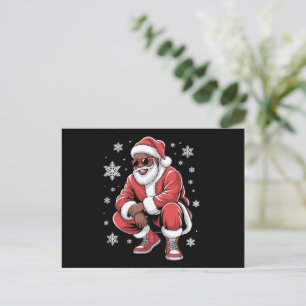 African American Christmas Pajama Xmas Afro Santa Holiday Postcard
