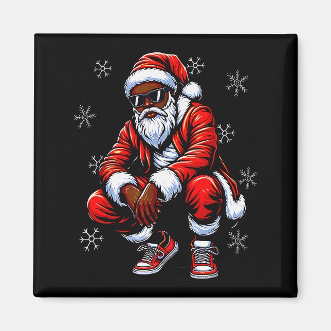 African American Christmas Pajama Xmas Afro Santa  Magnet (Front)