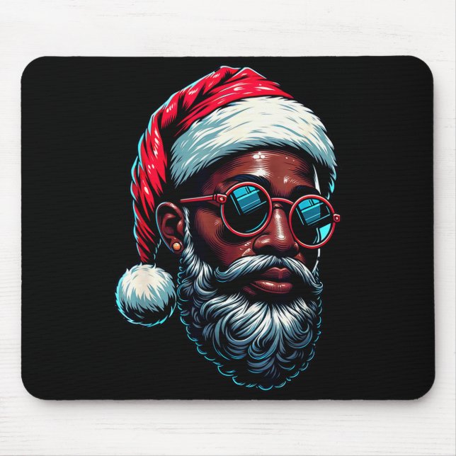 African American Christmas Pajama Xmas Afro Santa  Mouse Mat (Front)