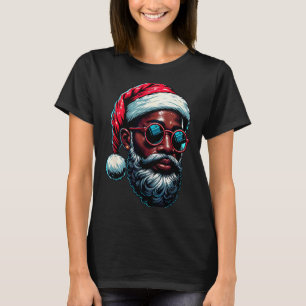 African American Christmas Pajama Xmas Afro Santa  T-Shirt