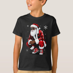 African American Christmas Pajama Xmas Afro Santa T-Shirt