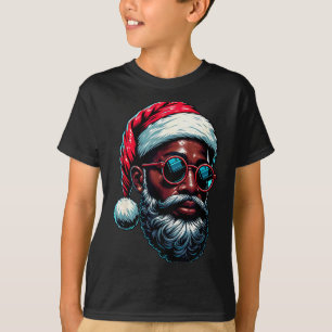 African American Christmas Pajama Xmas Afro Santa T-Shirt