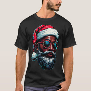 African American Christmas Pajama Xmas Afro Santa  T-Shirt