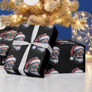 African American Christmas Pajama Xmas Afro Santa Wrapping Paper