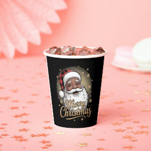 African American Christmas Pajamas Santa Claus  Paper Cups