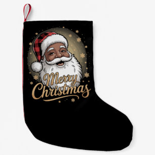 African American Christmas Pajamas Santa Claus  Small Christmas Stocking