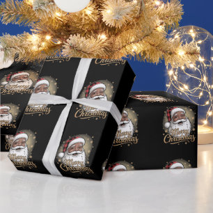 African American Christmas Pajamas Santa Claus  Wrapping Paper