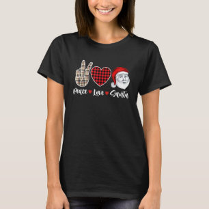 African American Christmas Peace Love Santa Claus T-Shirt
