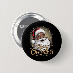 African American Christmas Pyjamas Santa Claus  6 Cm Round Badge