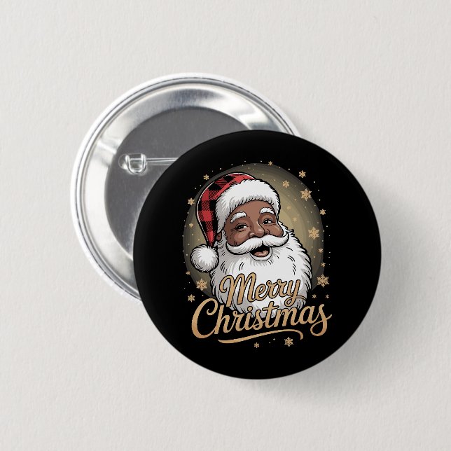 African American Christmas Pyjamas Santa Claus  6 Cm Round Badge (Front & Back)