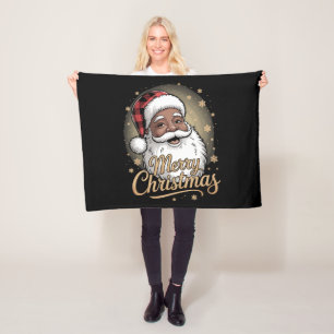 African American Christmas Pyjamas Santa Claus  Fleece Blanket