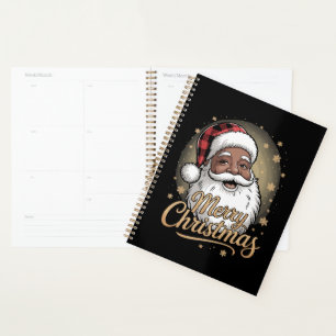 African American Christmas Pyjamas Santa Claus  Planner