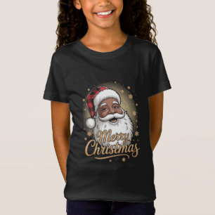 African American Christmas Pyjamas Santa Claus T-Shirt