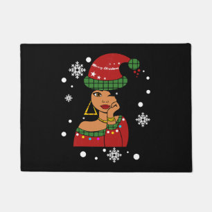 African American Christmas Santa Claus Doormat